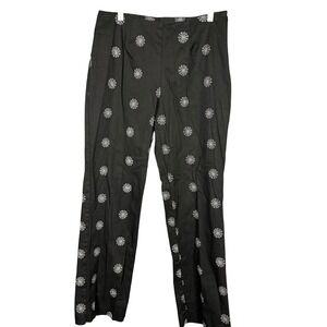 Silver Embroidered Cobwebs Side Zip‎ Black Slim Leg Pants 8 Halloween Teacher